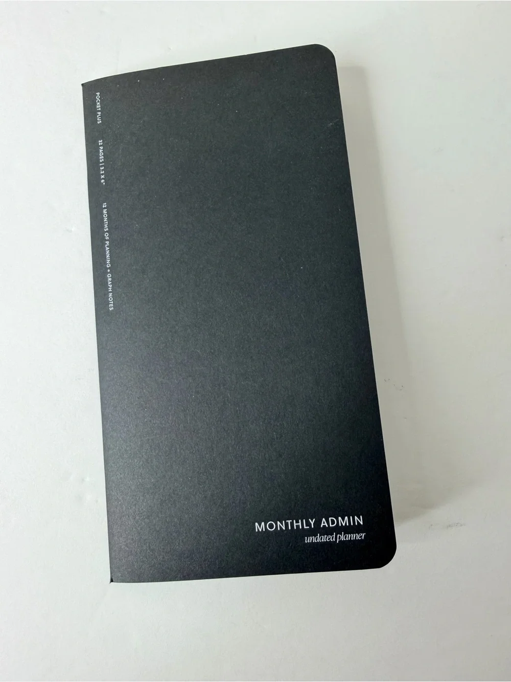 Cloth & Paper Monthly Admin undated 12 month pocket plus planner- Black